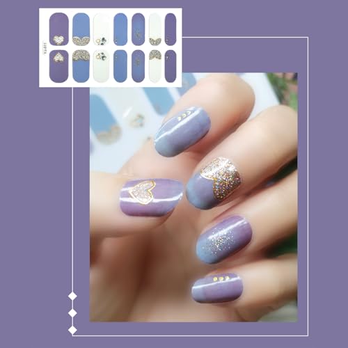 Nagelaufkleber Glitzer Farbverlauf Glanz Komplett Nagellack Aufkleber Abziehbilder Streifen Selbstaschendes Nagelkunst Abziehbild Set von MEAKTSMI