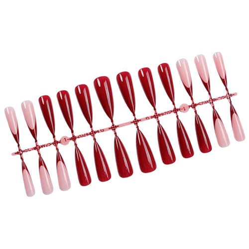 Nagelnägel Mit Französischer Spitze Lang Zum Aufkleben Für Frauen Zum Aufdrücken Der Nägel Einfach Anzuwenden Falsche Nägel Maniküre Nagelkunst Set 24-teilig von MEAKTSMI
