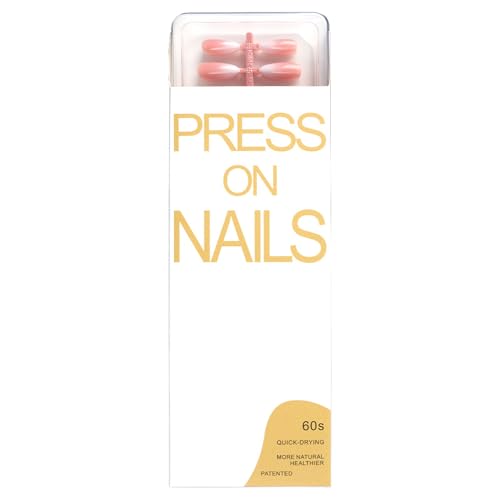 Omber Pinks Press On Nails Sarg Mandel Farbverläufe Natürliche Fake Nails Glänzende Full Falsche Nägel Für Frauen von MEAKTSMI