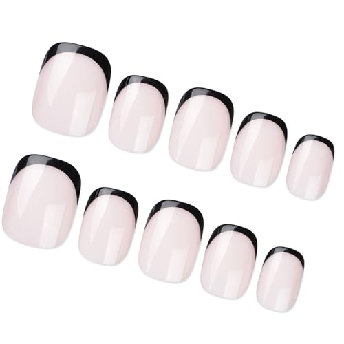 Quadratische Nägel Zum Aufdrücken Künstliche Nägel Schwarz Kleber Auf Den Nägeln Künstliche Acrylnägel Größe 12 24 Stück Zum Aufkleben Auf Den Nägeln Für Frauen von MEAKTSMI