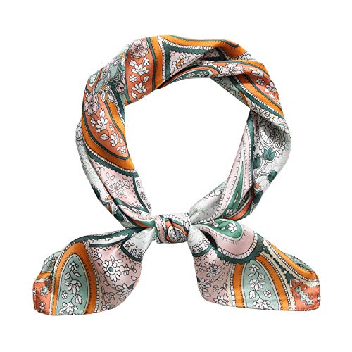 MEANBEAUTY Damen 70 x 70 cm Seidenschal Seide Leicht Bandana mehrfarbig Schal Kopftuch Haarschal-Blumen 1 von MEANBEAUTY