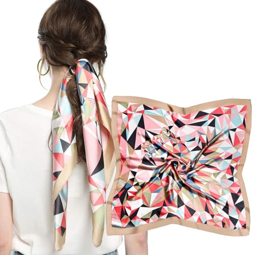 MEANBEAUTY Damen 70 x 70 cm Seidenschal Seide Leicht Bandana mehrfarbig Schal Kopftuch Haarschal-Blumen 15 von MEANBEAUTY