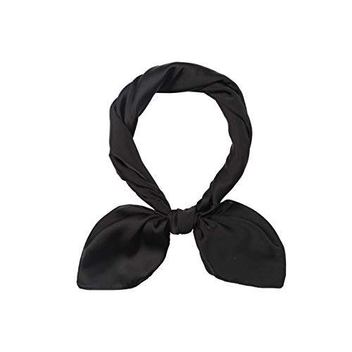 MEANBEAUTY Damen 70 x 70 cm Seidenschal Seide Leicht Bandana mehrfarbig Schal Kopftuch Haarschal-Schwarz von MEANBEAUTY