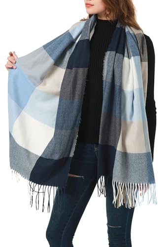 MEANBEAUTY Damen-Schal Kariert Deckenschal Pashmina-Schals Winter lang Schal Fransen Deckenschals -Mehrfarbig 5 von MEANBEAUTY