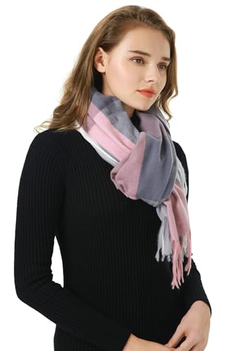 MEANBEAUTY Damen-Schal Kariert Deckenschal Pashmina-Schals Winter lang Schal Fransen Deckenschals -Mehrfarbig 6 von MEANBEAUTY