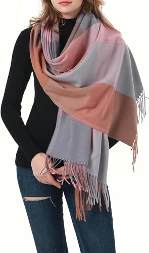 MEANBEAUTY Damen-Schal Kariert Deckenschal Pashmina-Schals Winter lang Schal Fransen Deckenschals -Mehrfarbig 9 von MEANBEAUTY