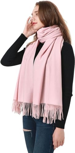 MEANBEAUTY Damen-Schal Kaschmir-Gefühl Schal Winter Pashmina Hochzeit Party Wickeltuch große Deckenschals-Rosa von MEANBEAUTY