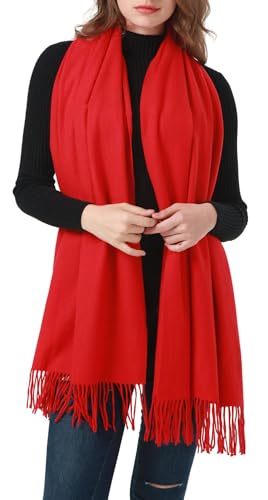 MEANBEAUTY Damen-Schal Kaschmir-Gefühl Schal Winter Pashmina Hochzeit Party Wickeltuch große Deckenschals-Rot von MEANBEAUTY