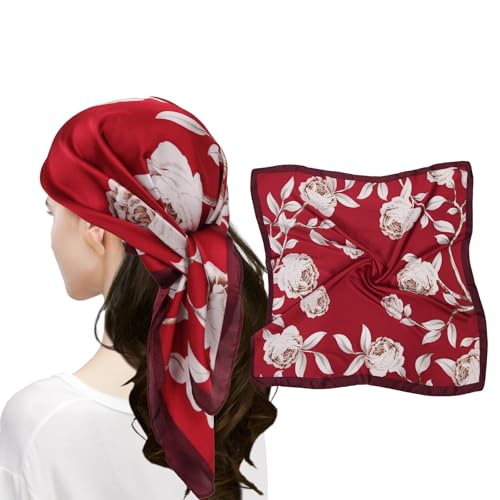 MEANBEAUTY Pañuelo Cuadrado de Satén Para Mujer 70 x 70 cm Pañuelos de Seda Multifunción Bandana -Blumen-3 von MEANBEAUTY