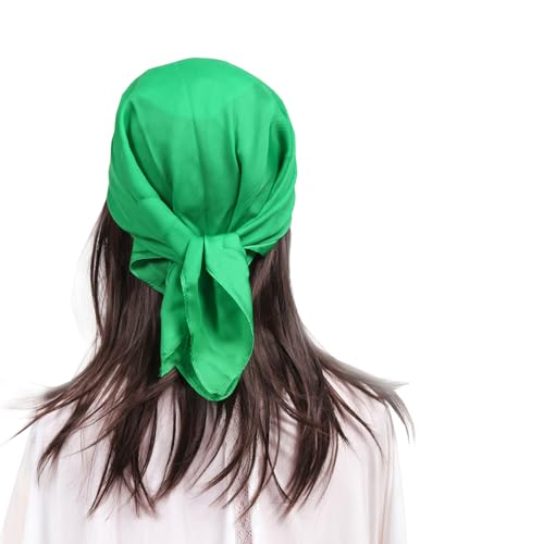 MEANBEAUTY Pañuelo Cuadrado de Satén Para Mujer 70 x 70 cm Pañuelos de Seda Multifunción Bandana -Grün von MEANBEAUTY