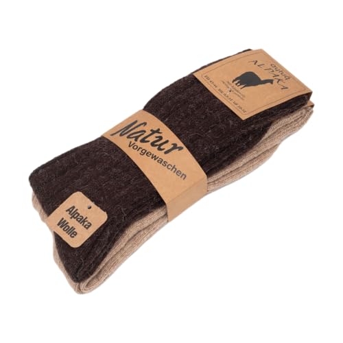 MEBY 2 Paar Alpaka Socken. Warme Thermosocken. Dicke, flauschige Wintersocken. Vorgewaschene Wandersocken aus Alpakawolle (DE/NL/SE/PL, Numerisch, 39, 42, Regular, Regular, Beige-Braun 3095) von MEBY