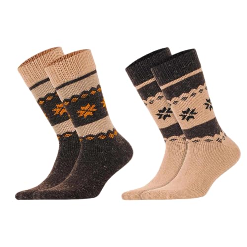 MEBY 2 Paar Alpaka Socken. Warme Thermosocken. Dicke, flauschige Wintersocken. Vorgewaschene Wandersocken aus Alpakawolle (DE/NL/SE/PL, Numerisch, 43, 46, Regular, Regular, Beige-Braun 3097) von MEBY