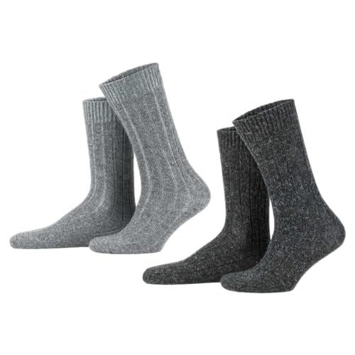 MEBY 2 Paar Alpaka Socken. Warme Thermosocken. Dicke, flauschige Wintersocken. Vorgewaschene Wandersocken aus Alpakawolle (DE/NL/SE/PL, Numerisch, 43, 46, Regular, Regular, Grau-Anthrazit 3095) von MEBY