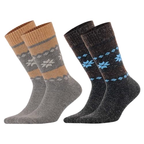 MEBY 2 Paar Alpaka Socken. Warme Thermosocken. Dicke, flauschige Wintersocken. Vorgewaschene Wandersocken aus Alpakawolle (DE/NL/SE/PL, Numerisch, 43, 46, Regular, Regular, Grau-Anthrazit 3097) von MEBY