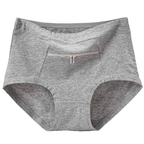 MECKOZ 4er-Pack Reiseunterwäsche für Frauen Verdeckte Schlitztaschen Hüftgürtel-Slip Verstecken Sie Ihr Versteck Baumwollslip mit Voller Bedeckung (Color : Gris, Size : L) von MECKOZ