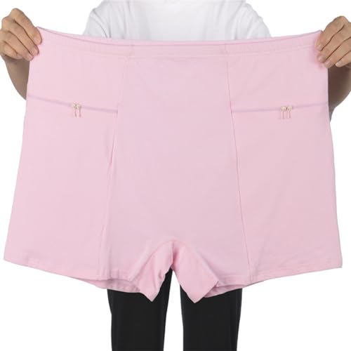 MECKOZ 5XL-8XL Plus Größe Women's Secret Versteckte Tasche Unterwäsche Höschen mit Hoher Taille und Voller Bedeckung Cotton Crotch Travel Stash Boxershorts 2er-Pack (Color : Pink, Size : 5XL) von MECKOZ