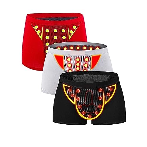 MECKOZ Magnetische Therapie Energetische Männerunterwäsche Turmalin Fördert das Wachstum Gesundheitspflege Atmungsaktive Höschen Verbesserte Männerpower(3pcs,L) von MECKOZ