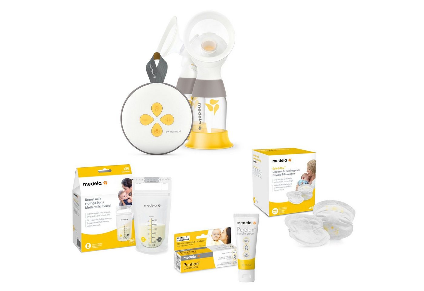 MEDELA Milchpumpe Zubehör-Set Swing Maxi elektr. Doppel-Milchpumpe Muttermilchbeuteln Stilleinlagen von MEDELA