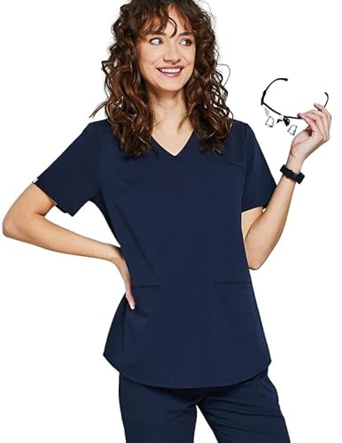 MEDHOODIE Damen-Kasack Grace für den Arzt- und Pflegebereich - Schlupfkasack modern & bequem mit DREI praktischen Taschen - Medizinische Berufsbekleidung (Midnight Blue, XS) von MEDHOODIE