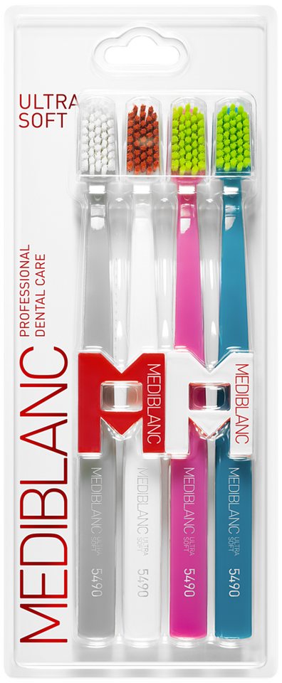 MEDIBLANC Zahnbürste Zahnbürste Ultra soft grey + white + pink + blue quatropack MEDIBLANC Zahnbürste Zahnbürste Ultra soft grey + white + pink + blue quatropack von MEDIBLANC