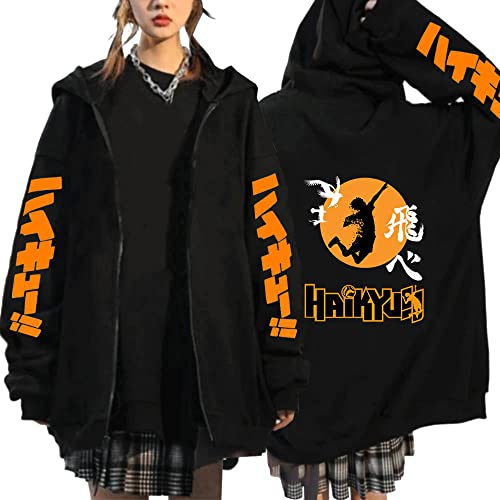 MEDM Anime Jual KAOS Karasuno Haikyuu Cosplay Zip Up Hoodie Frauen Männer Harajuku Sweatshirt Karasuno High School Manga Zip Jacke Mäntel-Style6||M von Bhgytec