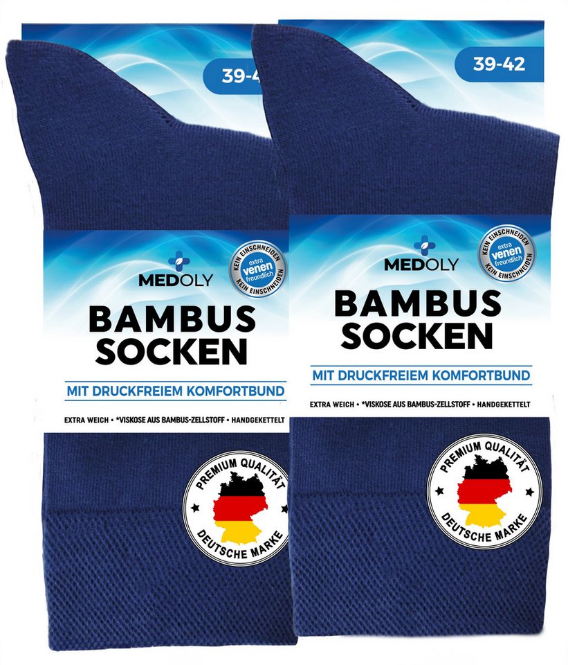 MEDOLY Basicsocken Bambussocken gegen Schweißfüße, ohne Bund, mit 72% Bambus Viskose (6 Paar) ohne störende Naht von MEDOLY