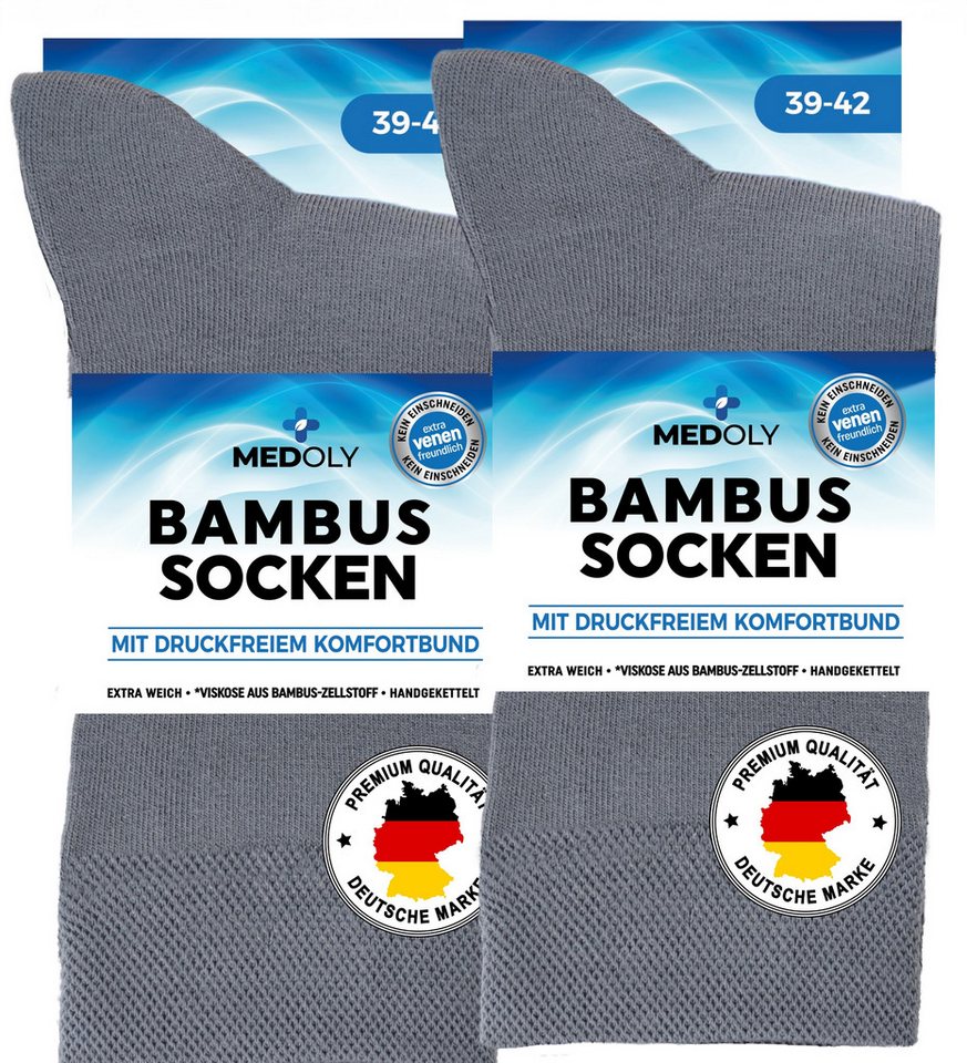 MEDOLY Basicsocken Bambussocken gegen Schweißfüße, ohne Bund, mit 72% Bambus Viskose (6 Paar) ohne störende Naht von MEDOLY