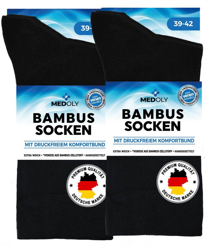 MEDOLY Basicsocken Bambussocken gegen Schweißfüße, ohne Bund, mit 72% Bambus Viskose (6 Paar) ohne störende Naht von MEDOLY