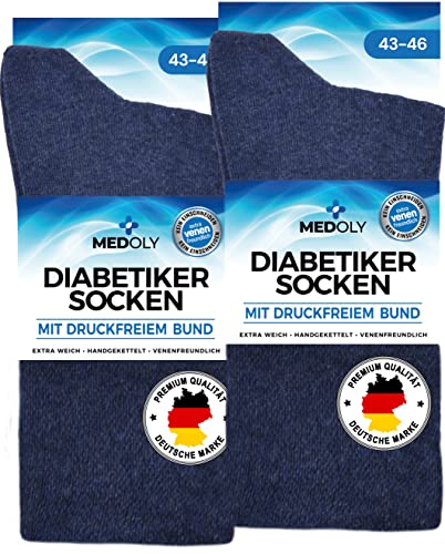 MEDOLY Diabetikersocken (6 Paar) ohne Gummibund, mit 97% Baumwolle, für Damen & Herren - Socken ohne störende Naht, Diabetiker Socken ohne Bund von MEDOLY