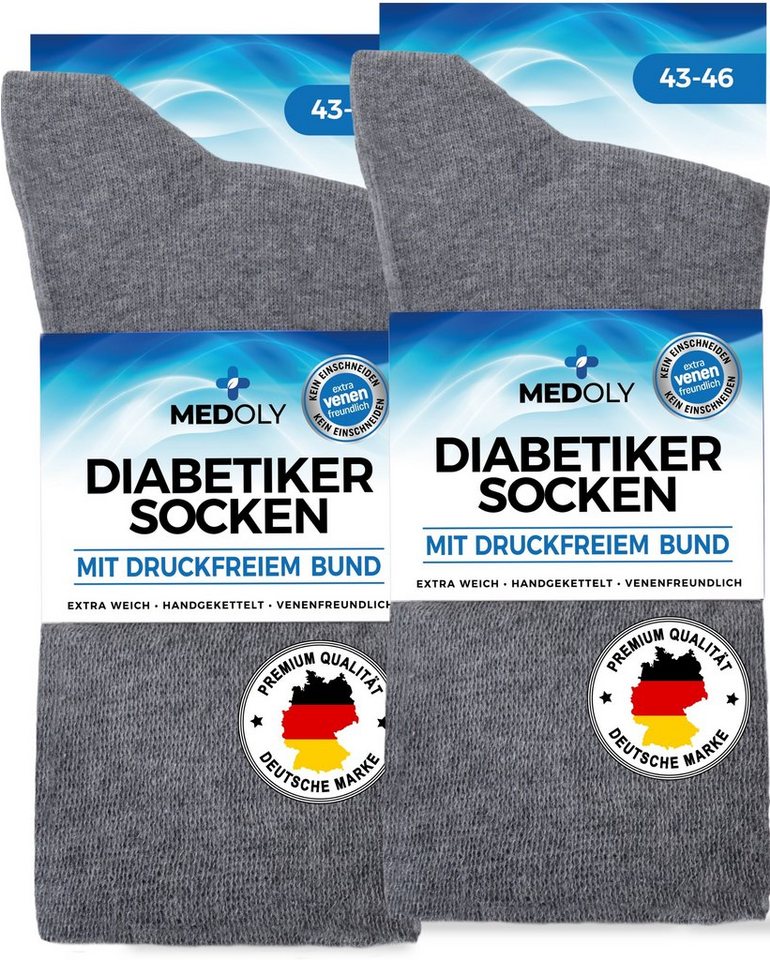 MEDOLY Diabetikersocken mit 97% Baumwolle, ohne Bund (6 Paar) ohne störende Naht von MEDOLY