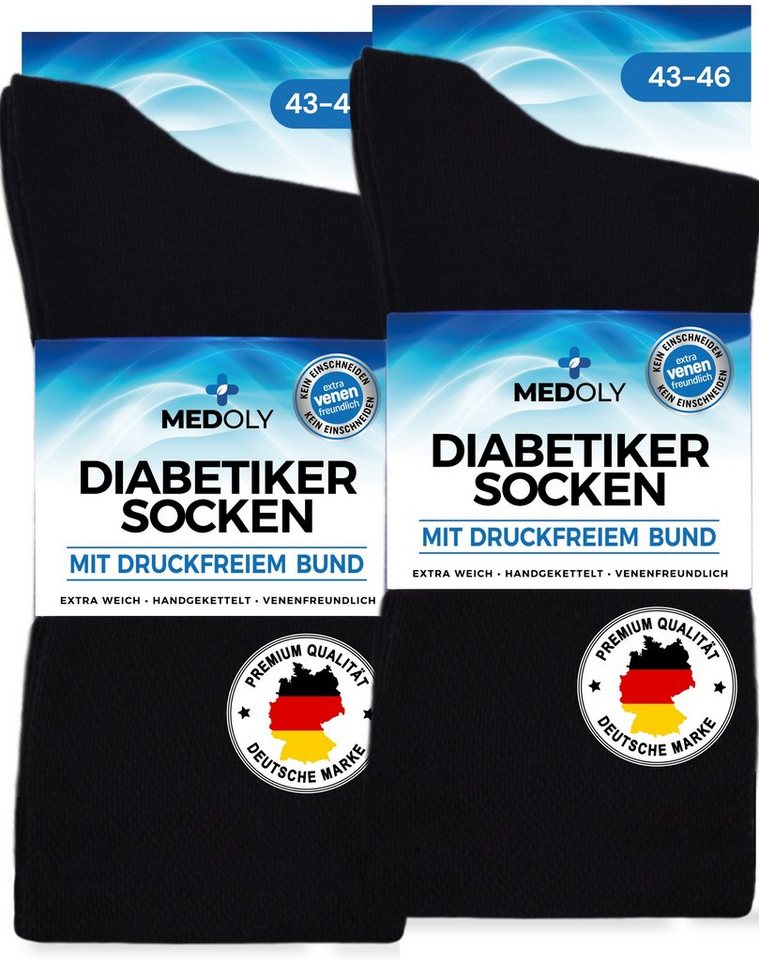 MEDOLY Diabetikersocken mit 97% Baumwolle, ohne Bund (6 Paar) ohne störende Naht von MEDOLY