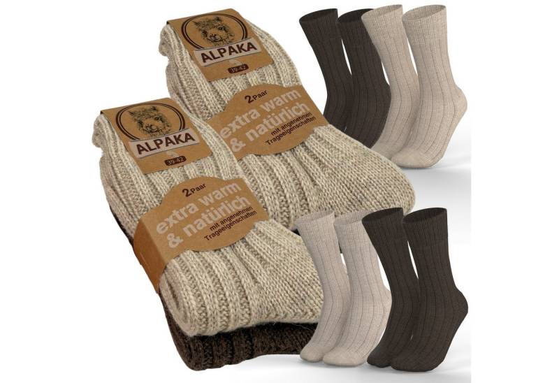 MEDOLY Norwegersocken (4 Paar) Alpaka Socken warme Wintersocken für Damen & Herren mit Wolle besonders Weich von MEDOLY