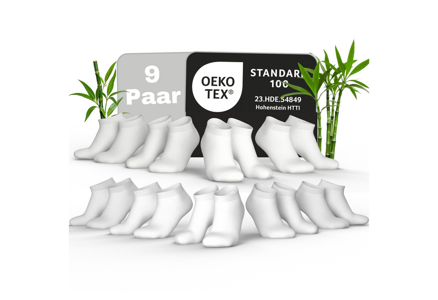 MEDOLY Sneakersocken Bambus Sneaker-Socken gegen Schweißfüße, mit 70% Bambus-Viskose (9 Paar) ohne störenden Gummibund von MEDOLY