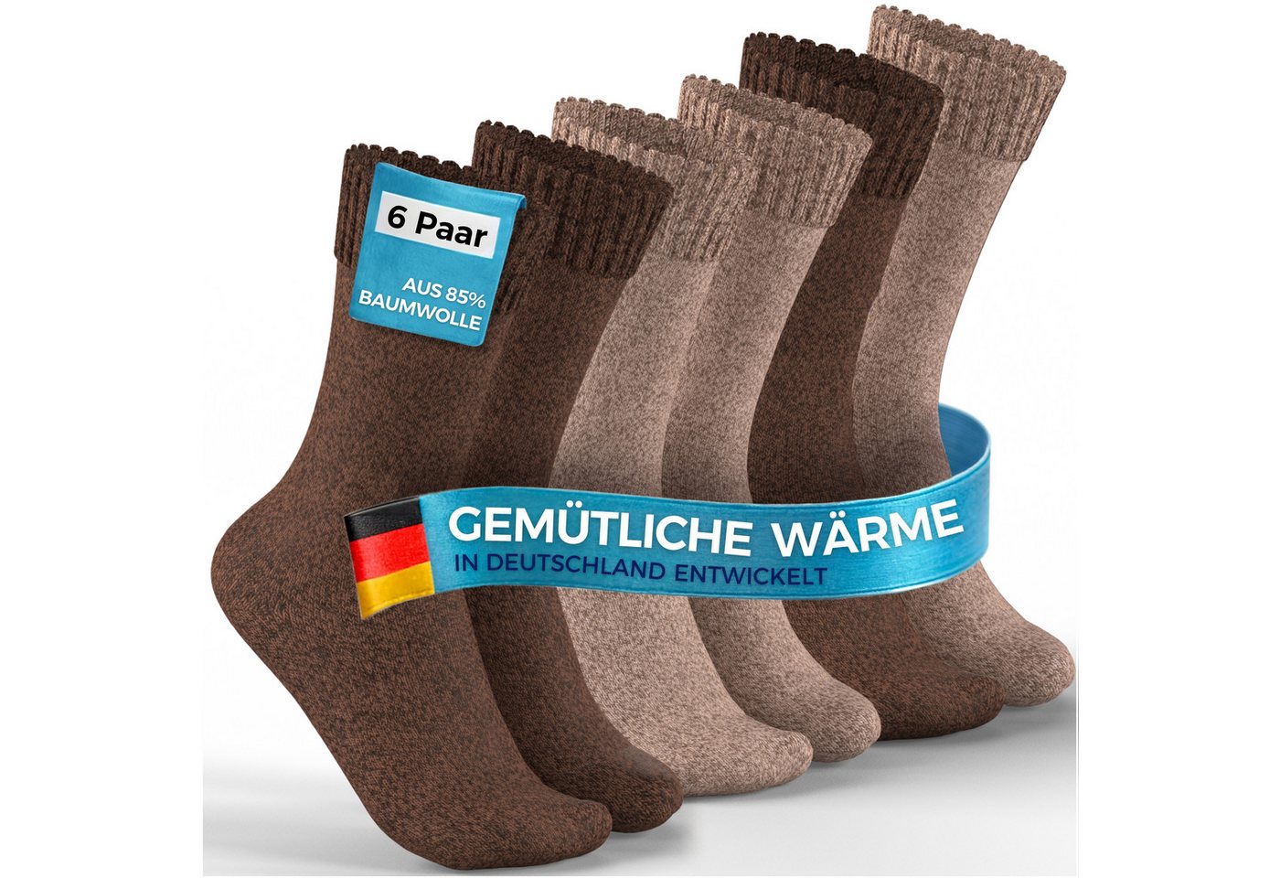 MEDOLY Thermosocken Wintersocken mit 85% Baumwolle (6er-Pack) Vollfrottee für extra Wärme von MEDOLY