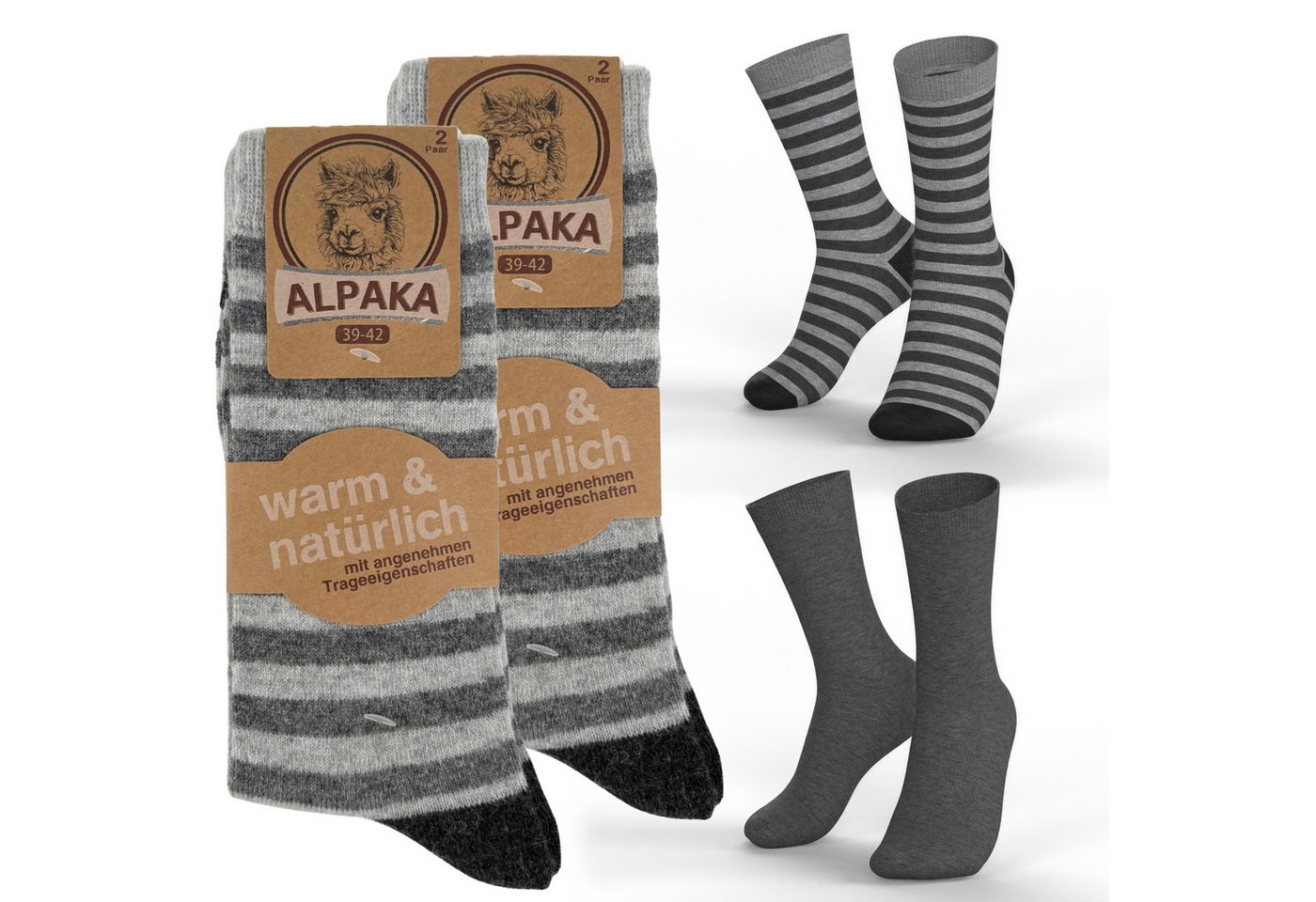MEDOLY Thermosocken mit Alpaka- & Schafwolle (4 Paar) Wintersocken warme Wollsocken von MEDOLY