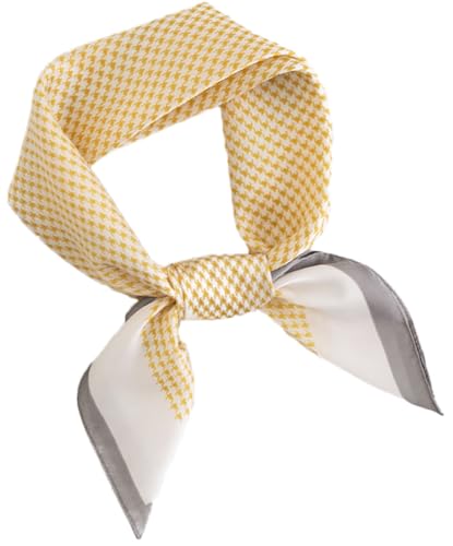 MEDUOLA Damen Halstuch aus Kunstseide Blumen und verschiedene Muster Druckschal Elegantes Accessoire 70CM x 70CM Quadratisches Tuch Kilobirdseye Gelbes von MEDUOLA