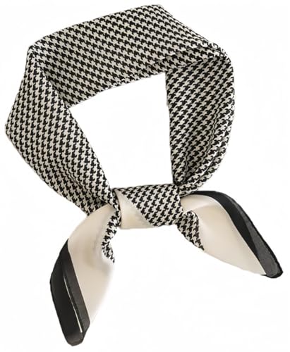 MEDUOLA Damen Halstuch aus Kunstseide Blumen und verschiedene Muster Druckschal Elegantes Accessoire 70CM x 70CM Quadratisches Tuch Kilobirdseye Schwarzes von MEDUOLA