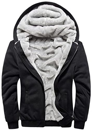 MEDUOLA Herren Hoodies Reißverschlussjacke mit Super Dicker Fleece Kapuzenjacke Langarm Hoodie Winterjacken 3XL,11 Schwarz von MEDUOLA