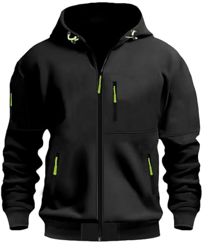 MEDUOLA Herren Kapuzenstrickjacke Sportjacke Jogging Hoodie Jungen & Männer Sweatshirt Reißverschluss Tasche Multifunktionale Strickjacke Hoodie M,D14 Schwarz von MEDUOLA