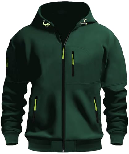 MEDUOLA Herren Kapuzenstrickjacke Sportjacke Jogging Hoodie Jungen & Männer Sweatshirt Reißverschluss Tasche Multifunktionale Strickjacke Hoodie M,D14 Grün von MEDUOLA