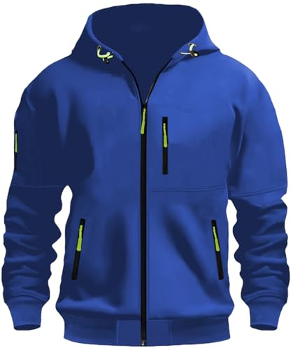 MEDUOLA Herren Kapuzenstrickjacke Sportjacke Jogging Hoodie Jungen & Männer Sweatshirt Reißverschluss Tasche Multifunktionale Strickjacke Hoodie XXL,D14 Blau von MEDUOLA