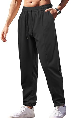 MEDUOLA Herren Sporthosen Kordelzug Elastische Taille Lange Hosen mit Taschen Lässige Sweatpants (3XL,Schwarz) von MEDUOLA