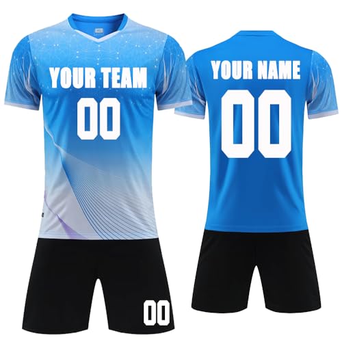 MEDUOLA Individuell gestaltbare Fußballtrikots oder -Sets, personalisierte Fußballtrikots für Erwachsene und Kinder, Customisation Geschenke (Blau 925) von MEDUOLA