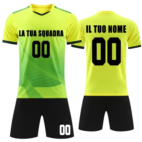 MEDUOLA Individuell gestaltbare Fußballtrikots oder -Sets, personalisierte Fußballtrikots für Erwachsene und Kinder, Customisation Geschenke (Gelb) von MEDUOLA
