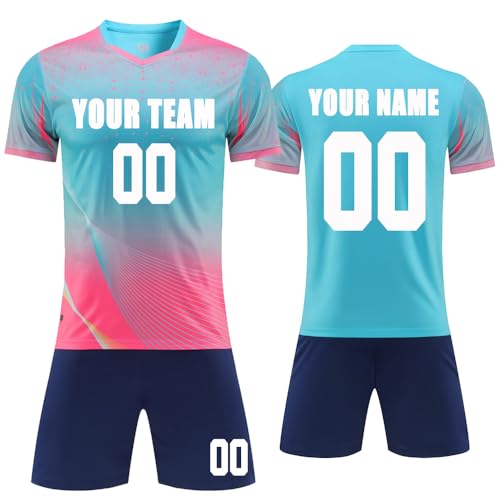 MEDUOLA Individuell gestaltbare Fußballtrikots oder -Sets, personalisierte Fußballtrikots für Erwachsene und Kinder, Customisation Geschenke (Seeblau 925) von MEDUOLA