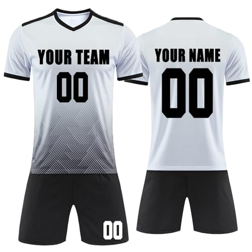 MEDUOLA Individuell gestaltbare Fußballtrikots oder -sets, personalisierte Fußballtrikots für Erwachsene und Kinder, Customisation Geschenke (Weiß 913) von MEDUOLA