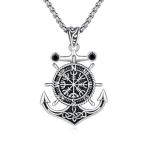 Anker Kette Sterling Silber ViKing Keltisches Wikinger Anhänger Anker Kompass Kette Vintage Anhänger Anker Schmuck für Herren Jungen Damen Sohn von MEDWISE