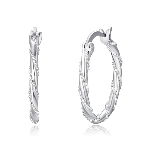 Creolen Ohrringe Damen 925 Sterling Silber 18mm Kreis Schlafen Kreolen Schmuck für Damen Mädchen Mutter Geschenke von MEDWISE