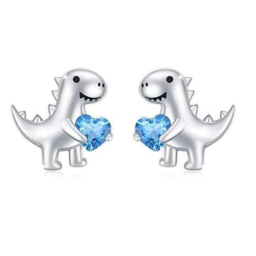 Dinosaurier Ohrringe Mädchen 925 Sterling Silber Dinosaurier Ohrstecker Niedliche Herz Ohrringe Tier Ohrringe Dinosaurier Schmuck Geschenke Hypoallergen für Frauen Kinder Tochter Nichte von MEDWISE