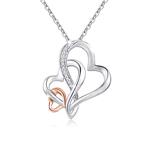 MEDWISE Kette Herz Damen, Mutter Oma Geschenke Schmuck 925 Sterling Silber Drei Herzformen Anhänger Halskette Muttertag Geburtstags Muttertagsgeschenk Geschenk für Mutter Mama Ehefrau Damen Frau von MEDWISE